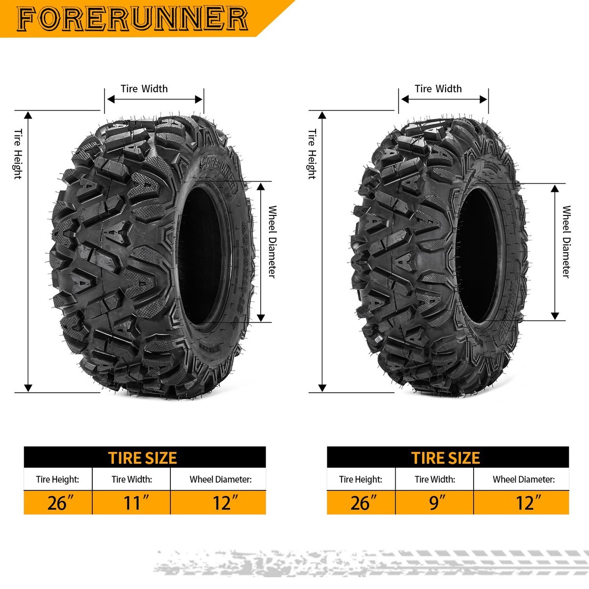 4X 26x11-12 26x9-12 6Ply ATV UTV Tires 26x9x12 26x11x12 Mud All