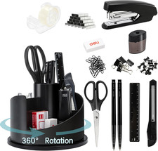 Office Supplies Set, 1045 Pcs-Desk Accessory Organizer Kit, Stapler Set, Rotatin