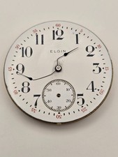 Antique Elgin Pocket Watch Movement Dial Parts Repair 7 Jewels 43mm