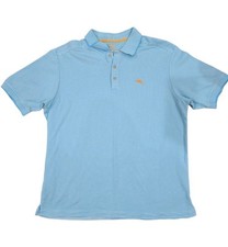 Tommy Bahama Emfielder Polo Shirt Men Size Large Blue White Stripe Marlin Golf
