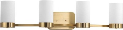Progress Lighting Elevate 4-Light Brushed Bronze Etched White Glass Vanity Light