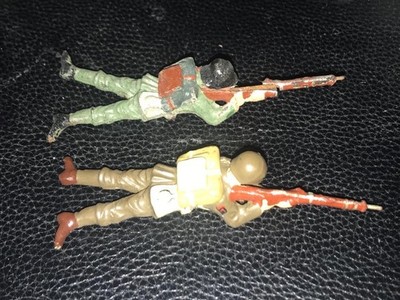 2 Elastolin Composition soldiers lying prone 1950s/1960s