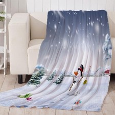 Image of Christmas Printed Flannel Sherpa Throw Fleece