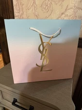 YVES Saint Laurent Ble & Pink With Gold YSL Logo L 10in H 10in W 4in Brand New 