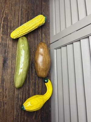 Set Of 4 Vintage Ceramic Vegetables Corn, Squash, Potato, cucumber