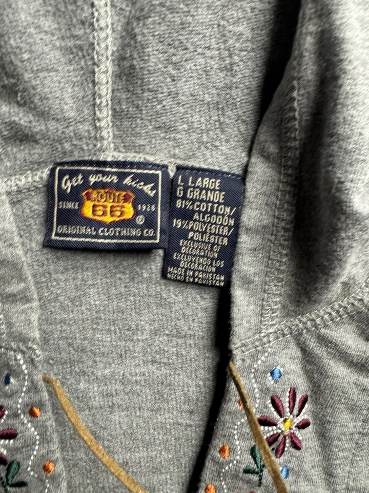 Sudadera con capucha vintage Y2K Route 66 talla grande diseños de flores Foto 3 de 4