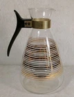 Vintage PYREX Mid-Century Modern Glass 10 Cup Carafe Gold Line Details
