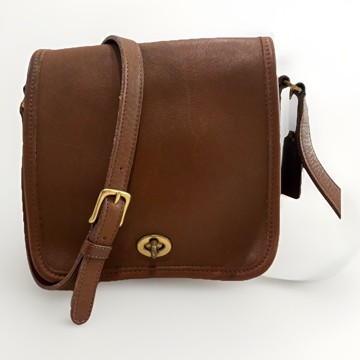 Coach 9076 Vintage Companion Flap Crossbody Bag Brown Leather Made