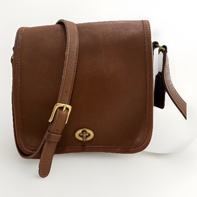 Coach 9076 Vintage Companion Flap Crossbody Bag Brown Leather Made