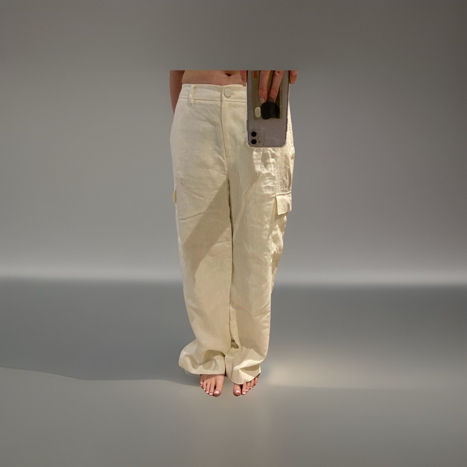 Witchery 100% Linen - Cream Cargo Pants Size 12