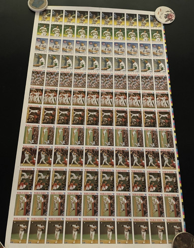 1991 Fleer Baseball Full Uncut Sheet Pro-Visions White World Series Bonds Rickey