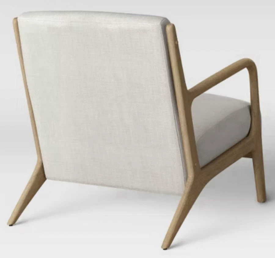 Натуральное дерево кресло кремовая обивка середины века современные тестеры порог новый в коробке - Изображение 3 из 4