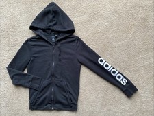 Adidas Boys Sz L XL 16 18 full zip hoodie black Soft Jacket