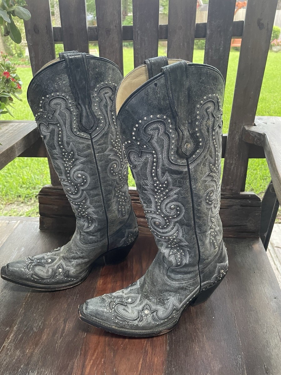 Cowboy Boots Gray Boots Ladies Corral Gray Distressed Leather