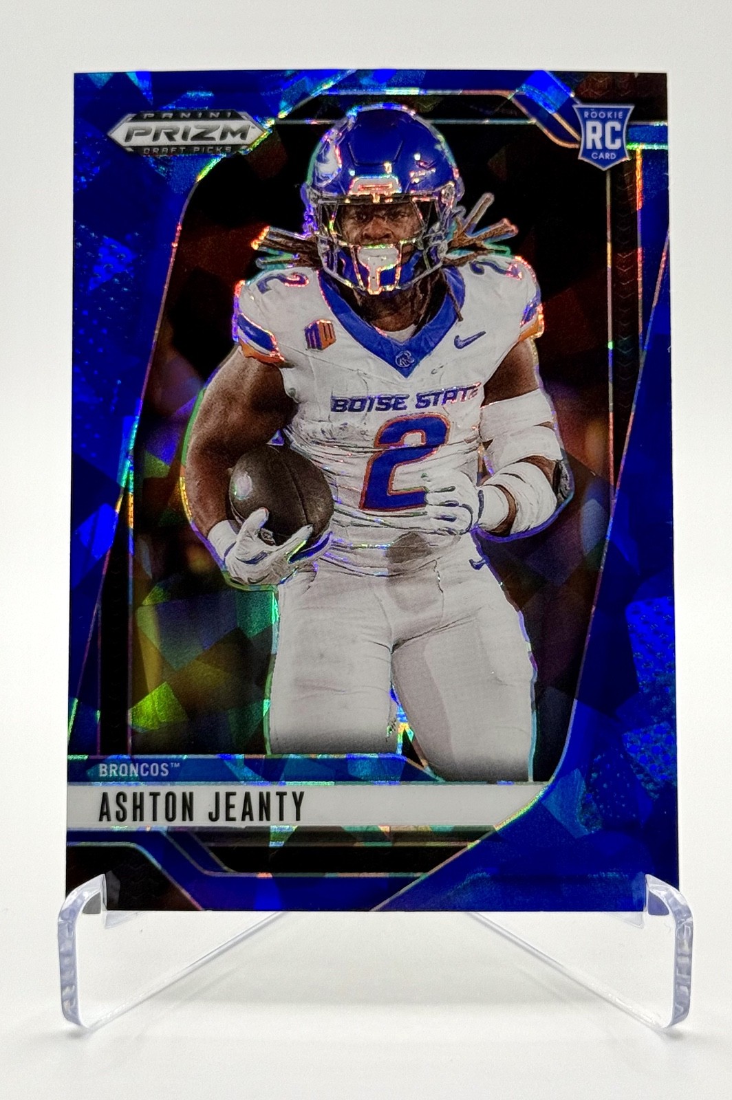 2025 Panini Prizm Draft Ashton Jeanty RC Blue Cracked Ice #13 /149 Boise State