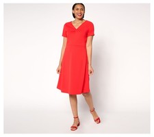 Isaac Mizrahi Live! Women's Dress Sz XL Scuba Crepe Twist Front Red A684995