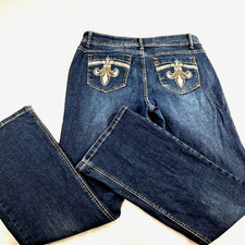 ZD Missy Women's Jeans Size 12 x 32" Flared Stretch Dark Wash Embroidered