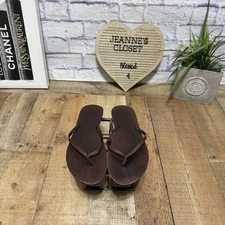 Reef brown leather flip flop sandals  Size 11  Pre owned good condition  