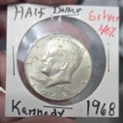 1968 Kennedy Half Dollar 50C 40% Silver Uncertified US Coin Collectible