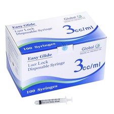 3 ml/cc Luer Lock Syringe No Needle 50 count
