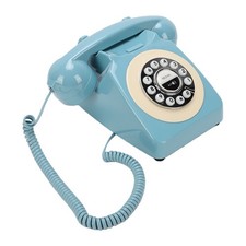 Bluetooth Retro Telephone With Handset Wireless Landline Phone Home Blue