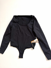 SKIMS Essential Bodysuits Long Sleeve Scoop Neck Bodysuit Onyx Black L/XL NWT
