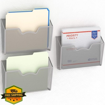 Simple Houseware Silver Wall Mount Single Pocket File Organizer (3Pk)