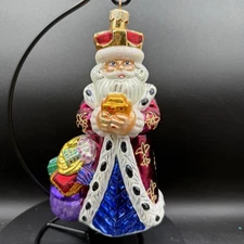 CHRISTOPHER RADKO 1998 ORNAMENT SANTA KING OF JOY Sweets No Box Maroon Vtg Glass