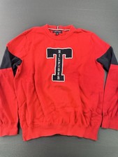 Tommy Hilfiger Men's Sweater Crew Neck Jumper Pullover Knit Logo Size Large Red