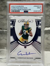 2022 Flawless Christian Watson RC Rookie Gems Signature Sapphire 15/15 PSA 9