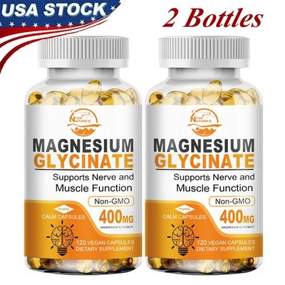 Magnesium Glycinate 400mg - 240 Capsules For Sleep, Stress Relief Support Bone