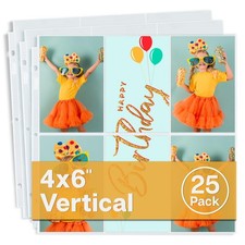 Dunwell 12x12 Scrapbook Page Protectors, 4x6 Photo 25 Pack, Crystal Clear