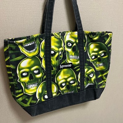 バッグ Supreme Skull Pile Tote Bag 18ss Supreme Skull Pile Denim Tote Black - SS18 - US