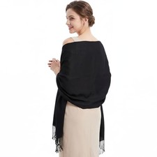 Jmkcoz Women's Scarf Pashmina Shawls Wraps for Evening Dress Bridesmaid Black