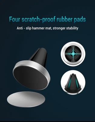 Car Phone Holder Car Mount Magnetic Mobile Metal Plate Universal Air Vent Black - Image 1 of 4