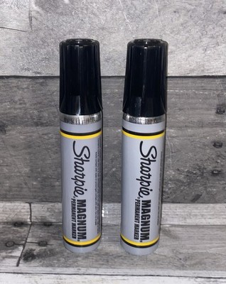Lot Of 2 Large Sharpie Magnum Permanent Markers Black Chisel Tip ~ Brand New