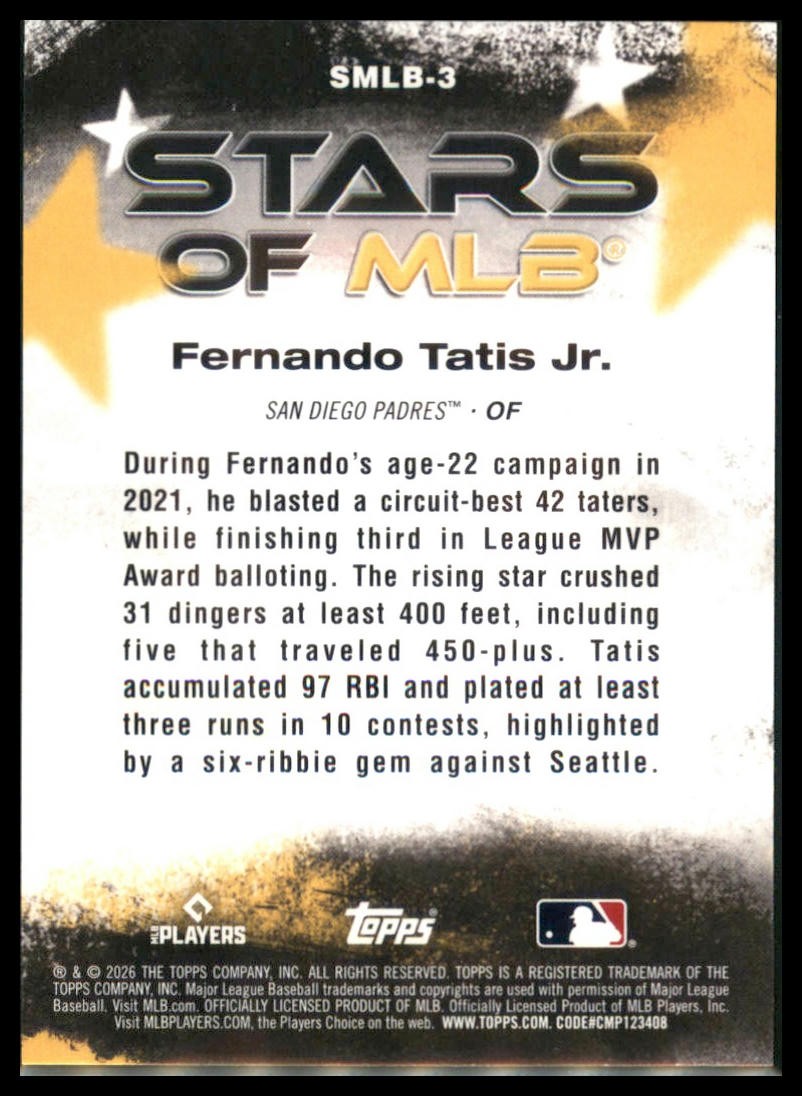 Fernando Tatis Jr. 2026 Topps #SMLB-3 Stars of MLB | eBay