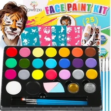 Best Bowitzki Face Painting Kit for Kids 23 Colors Water Based Paint Non Toxic