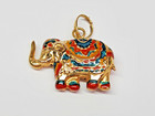 LIGHTWEIGHT 18k Gold 26x21mm Multi-Color Enamel Elephant Charm Pendant *NO CHAIN — photo 1