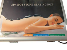 Spa Hot Stone Heating Box With 18 Different Size Stones Carry Case Electric