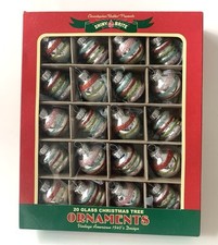 Radko Shiny Brite Retro Festive Fete Shapes  Rounds Ornaments Set/20  NEW