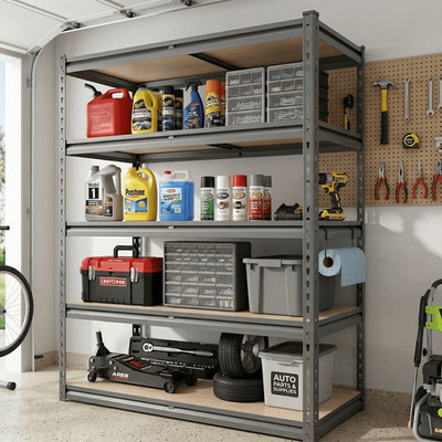 Heavy Duty Garage Shelving, 2000lbs, 5-Tier, Adjustable, 60'' H