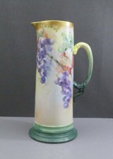 ANTIQUE 'J P L'  FRENCH PORCELIAN HAND PAINTED VASE - LARGE 13 1/2 INCHES TALL