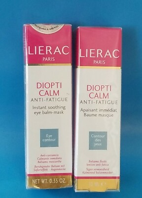 ( LOT OF 2 ) LIERAC   DIOPTI CALM   ANTI-FATIGUE   Eye Balm-Mask  0.35 Oz. Each 