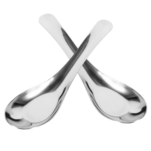 2 Pcs Fried Rice Spoons Tea Kitchen Tools Stainless Steel Flat Child Serving