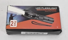 2 Pack LED Tactical Flashlight Water Resistant Military Grade 2000 Lumens Black