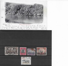 Lot timbres Afrique du Sud + 2 cartes / Nahoon river East London timbrée 1905