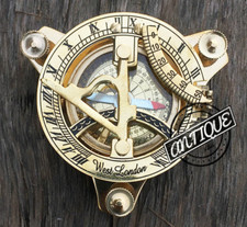 Vintage Handmade Brass Nautical Sundial Compass Marine Sun Clock Birthday Gifts.
