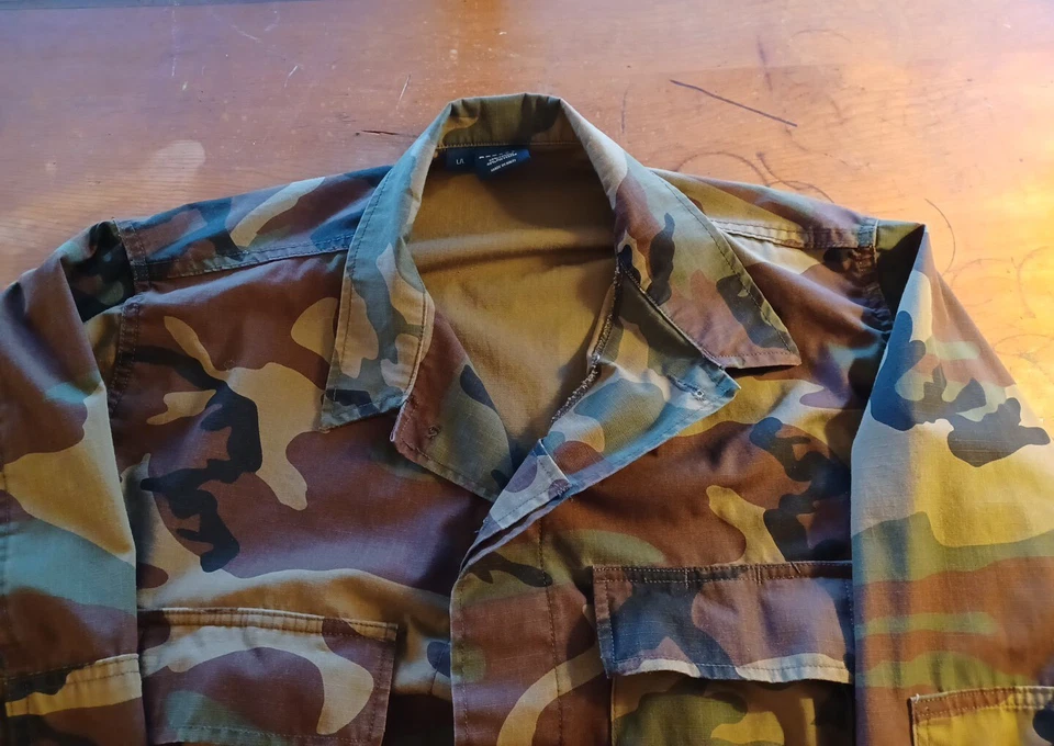 Propper Military Fatigues Tactical Shirt Coat L/L Green Woodland Camo Ripstop - Image 3 of 4