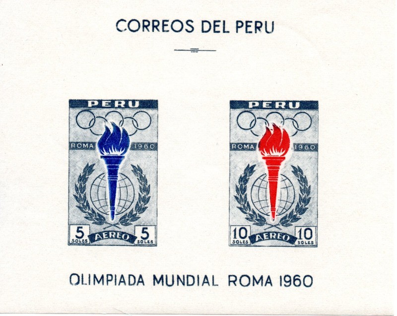 World Olympics Roma 1960 rare Mini Sheet double stamp, Peru 1960, accept offers